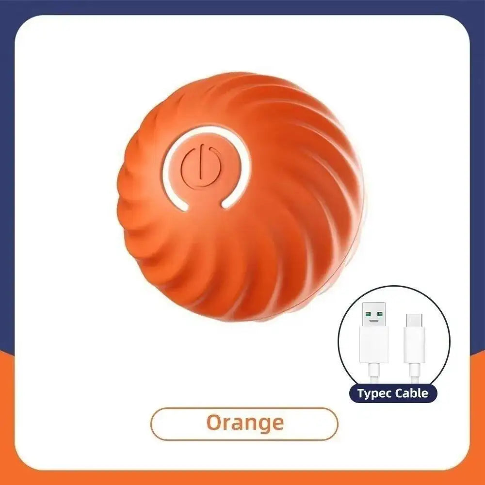 Style D Orange Color Interactive USB Rechargeable Pet Ball Toy for Dogs and Cats