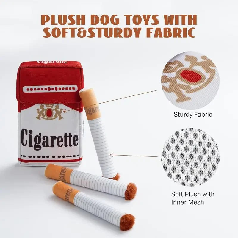 Funny Plush Cigarette Dog Toy – Squeaky Chew Set