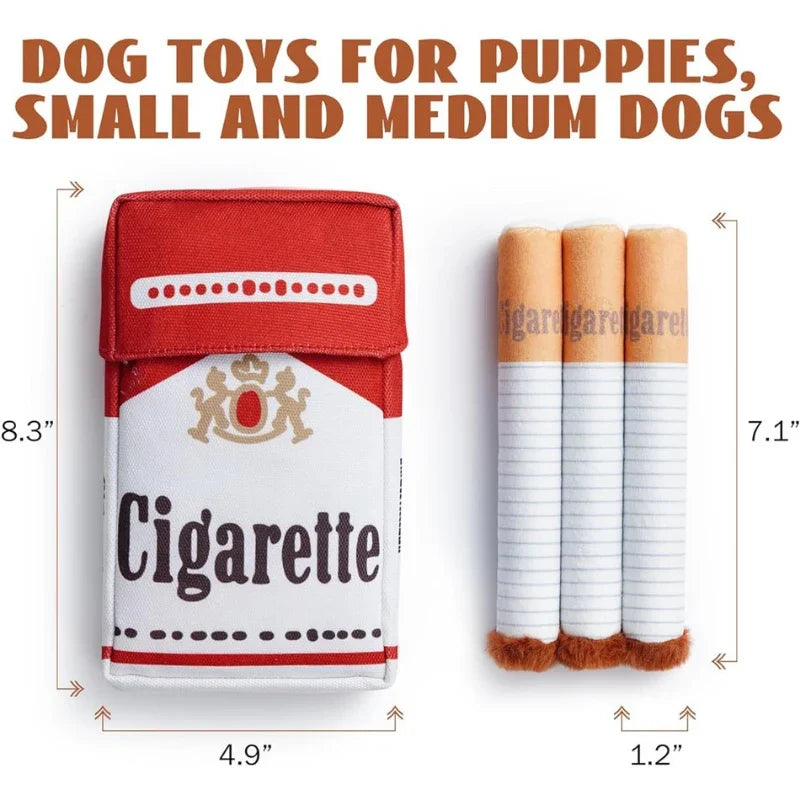 Funny Plush Cigarette Dog Toy – Squeaky Chew Set