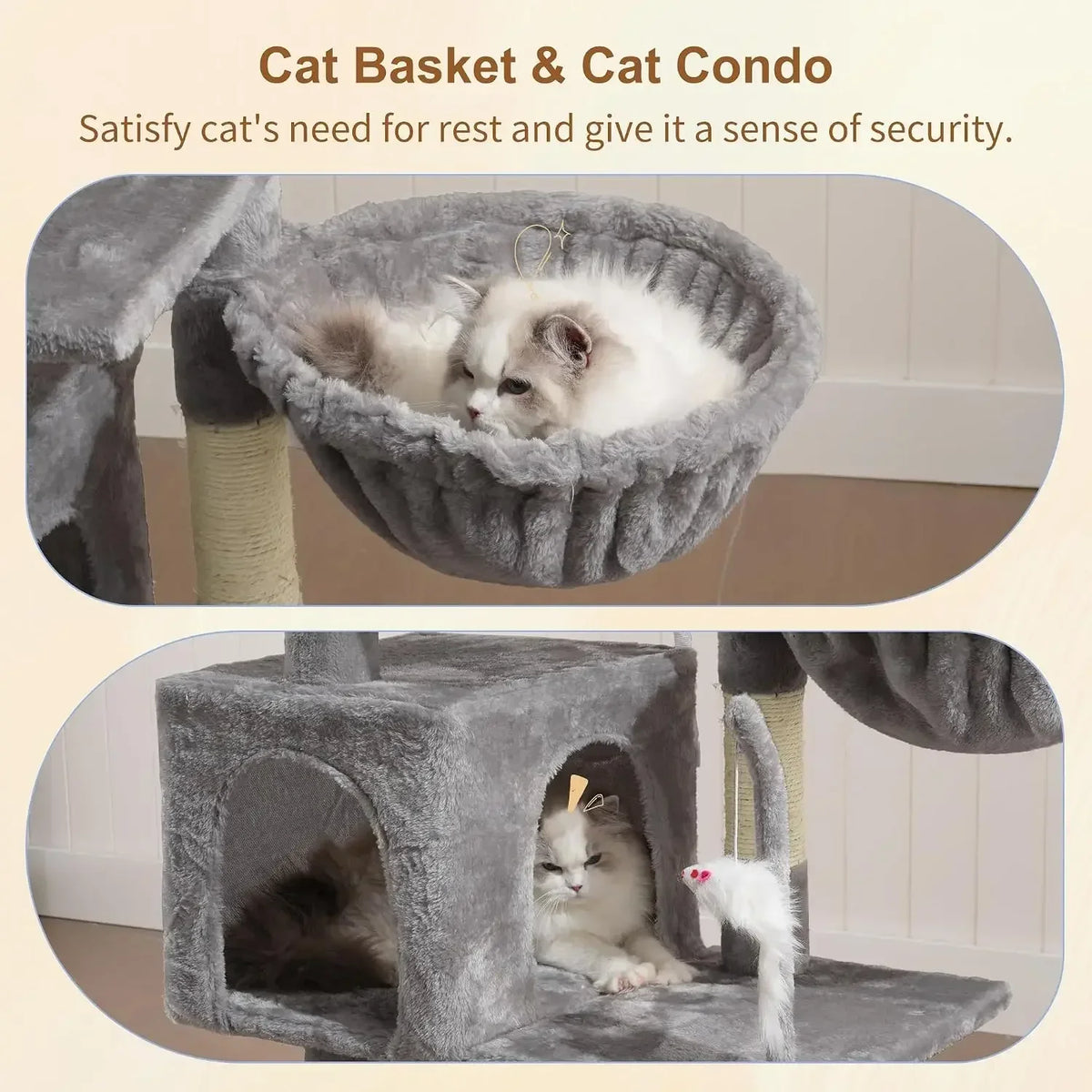 Four-Tier Cat Tree Tower with Toys for Indoor Cats