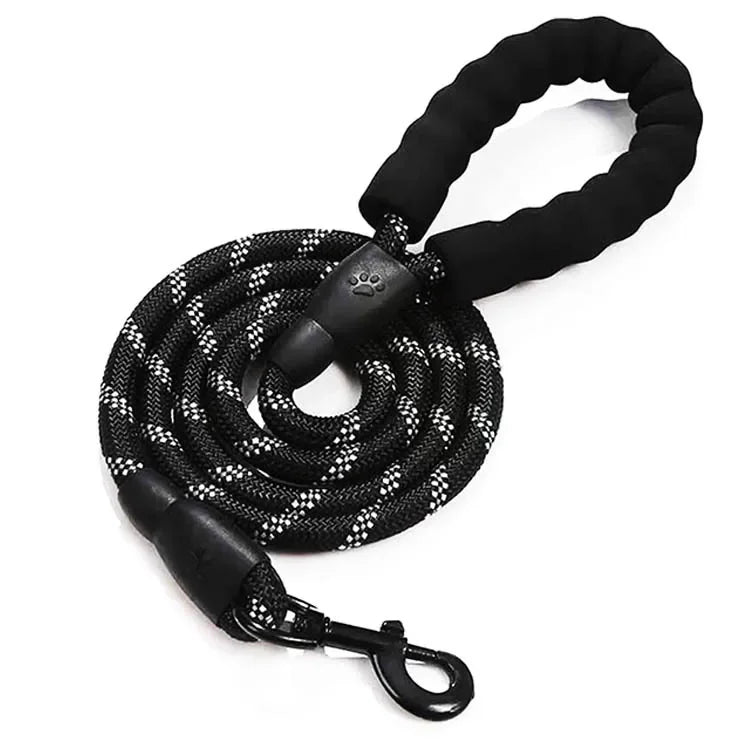 black Color Reflective Nylon Dog Leash – Strong Lead For All Sizes