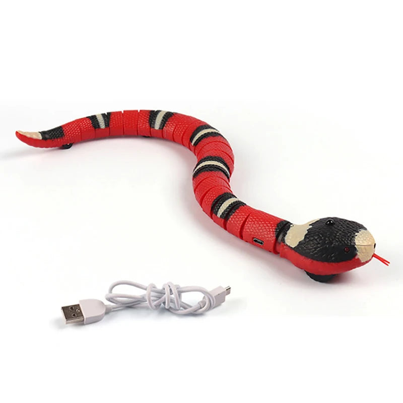 color-red Color Interactive USB Charging Snake Toy For Cats