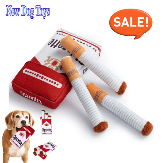 Funny Plush Cigarette Dog Toy – Squeaky Chew Set