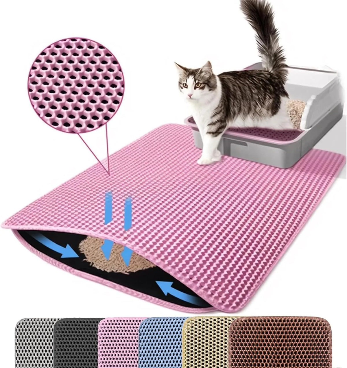 Double-Layer Cat Litter Mat – Non-Slip, Waterproof Design
