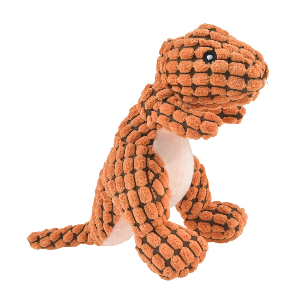 Orange Color Plush Dinosaur Chew Toy For Pets – Soft Fleece Playmate