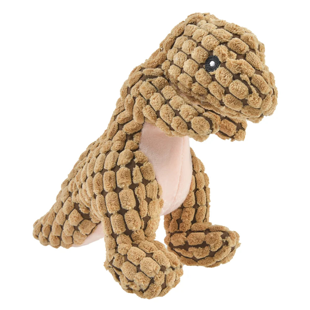 Bown Color Plush Dinosaur Chew Toy For Pets – Soft Fleece Playmate