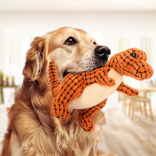 Plush Dinosaur Chew Toy For Pets – Soft Fleece Playmate