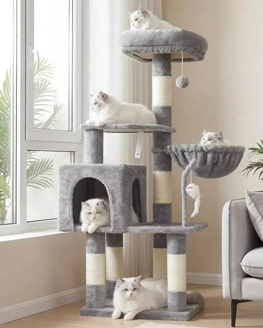 Four-Tier Cat Tree Tower with Toys for Indoor Cats