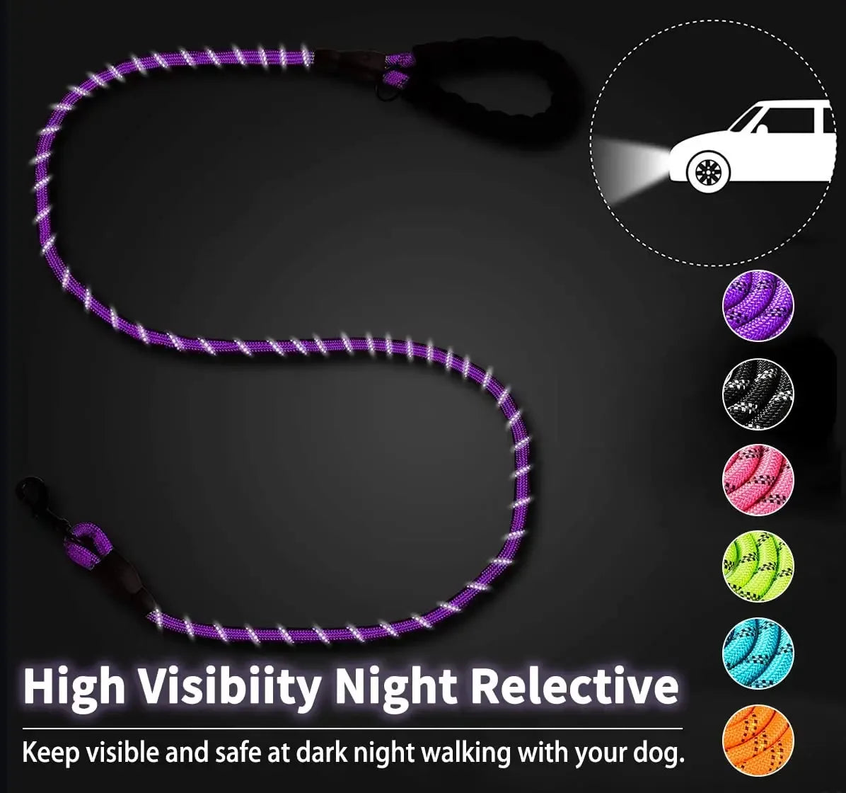 Reflective Nylon Dog Leash – Strong Lead For All Sizes