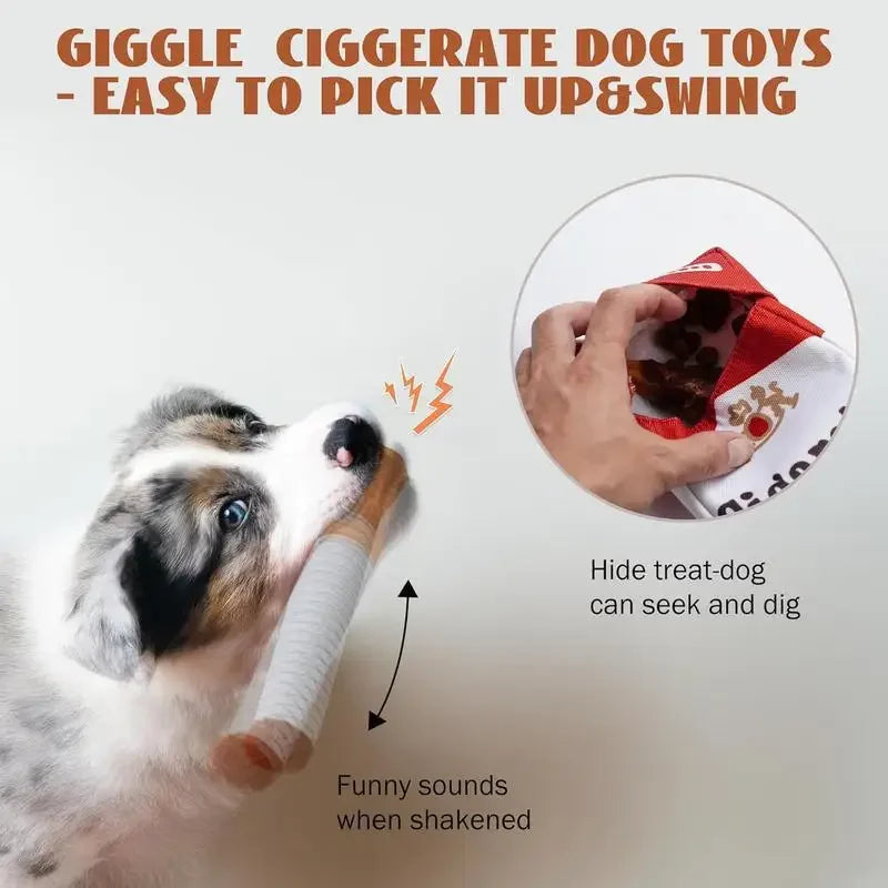 Funny Plush Cigarette Dog Toy – Squeaky Chew Set