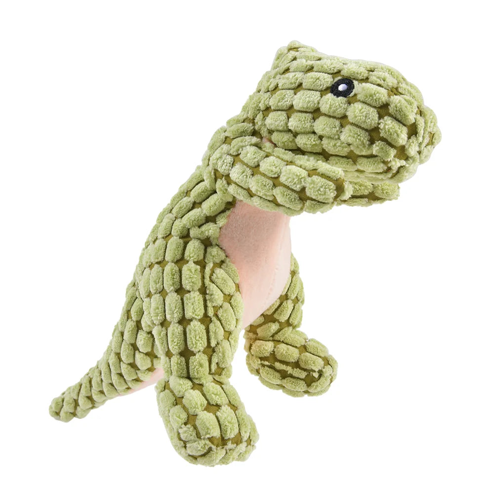 Green Color Plush Dinosaur Chew Toy For Pets – Soft Fleece Playmate